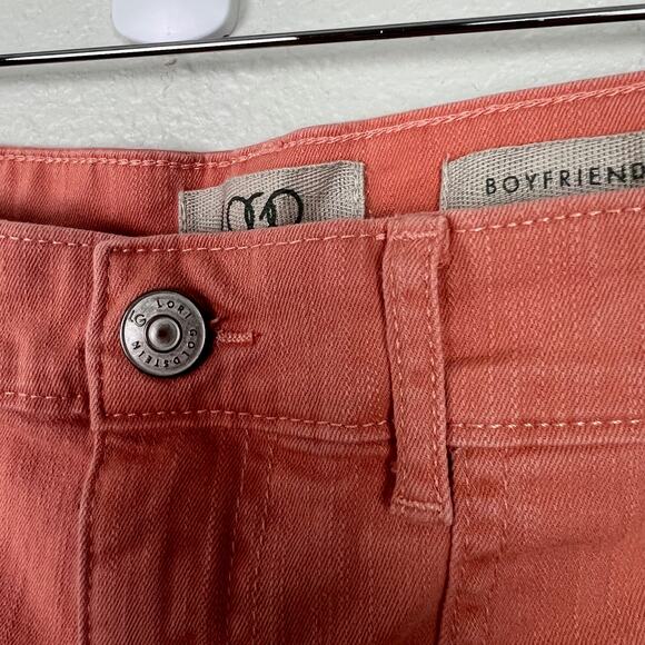 LOGO by Lori Goldstein Sz 10 Coral Pink Boyfriend Jean with Cuff or Frayed Hem - Picture 5 of 11